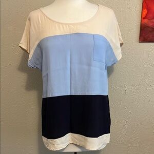 Colorblock Women's Top - Cream, Light Blue, and Navy